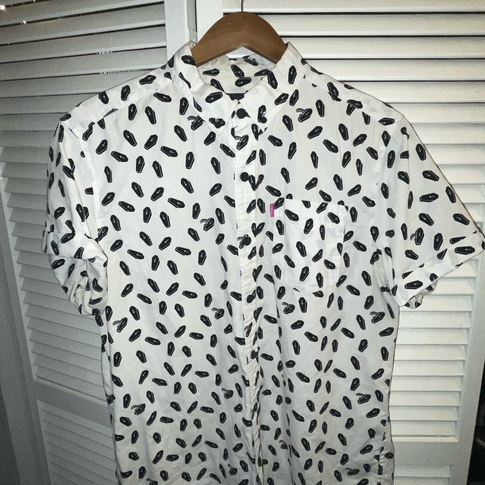White Shirt with Coffin Pattern